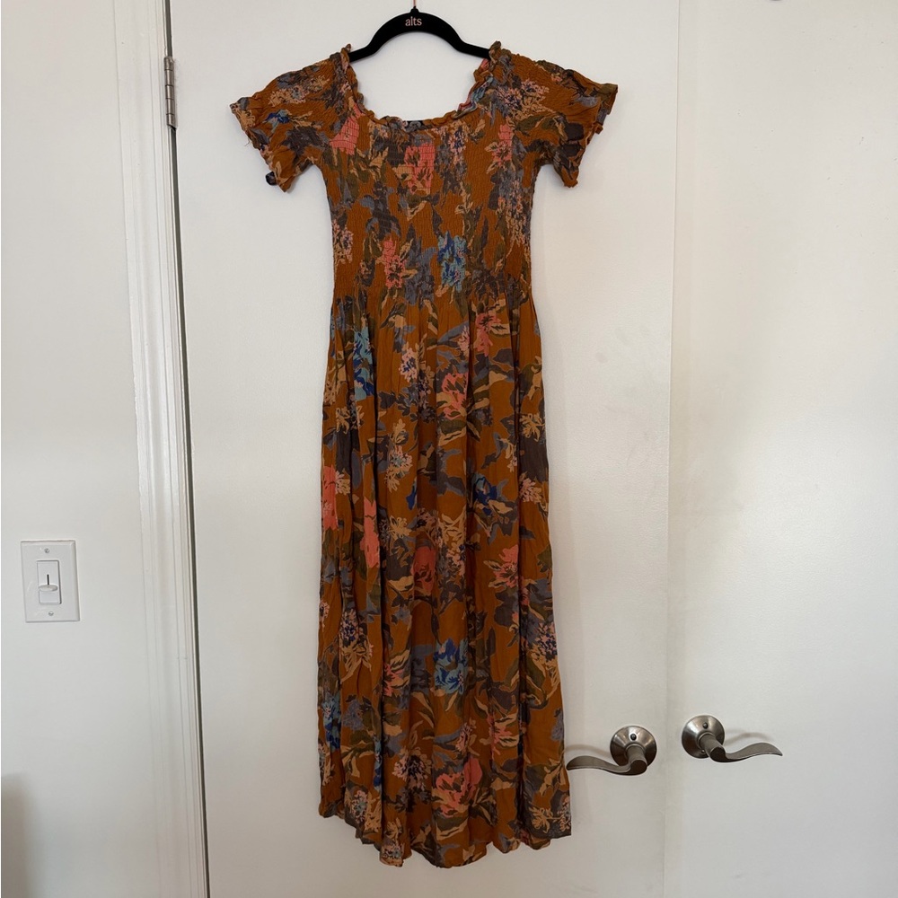 Kimchi Blue Floral Maxi Dress in Brown and Blue